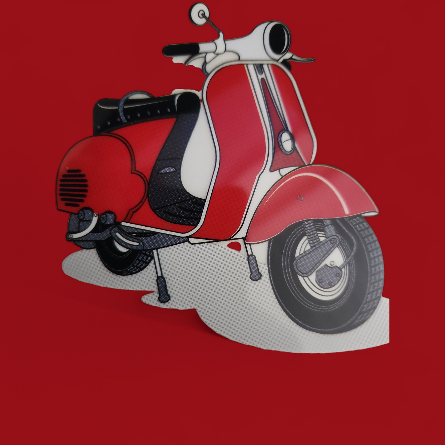 (15) Siebdruck-Bügelbild 11x13cm roter Roller