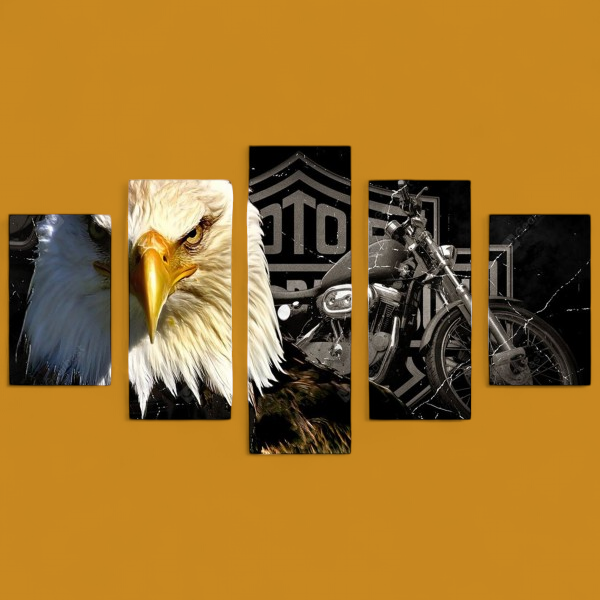 (2) Diamond-Painting Adler und Motorrad 5 Rahmen (150×90cm) full