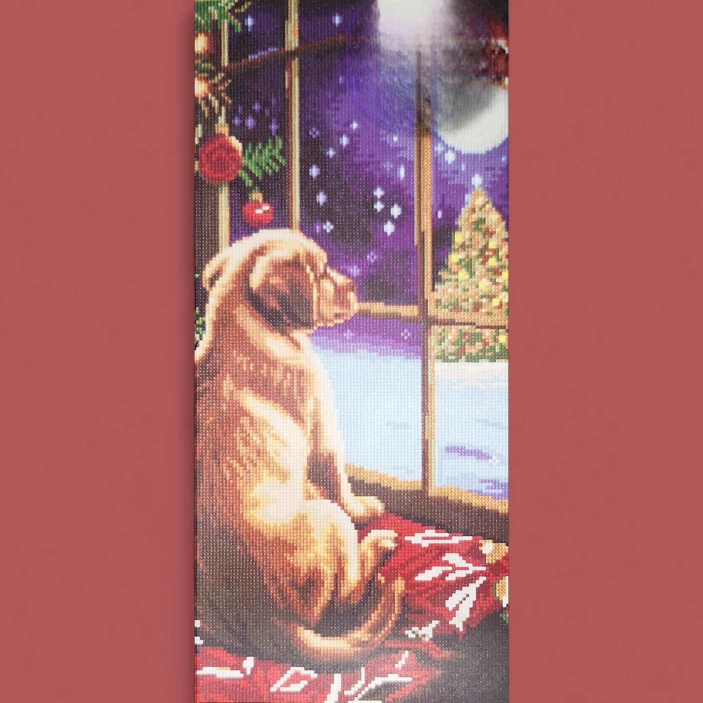 (4) Diamond-Painting Weihnachten Hund am Fenster (40×60cm) full