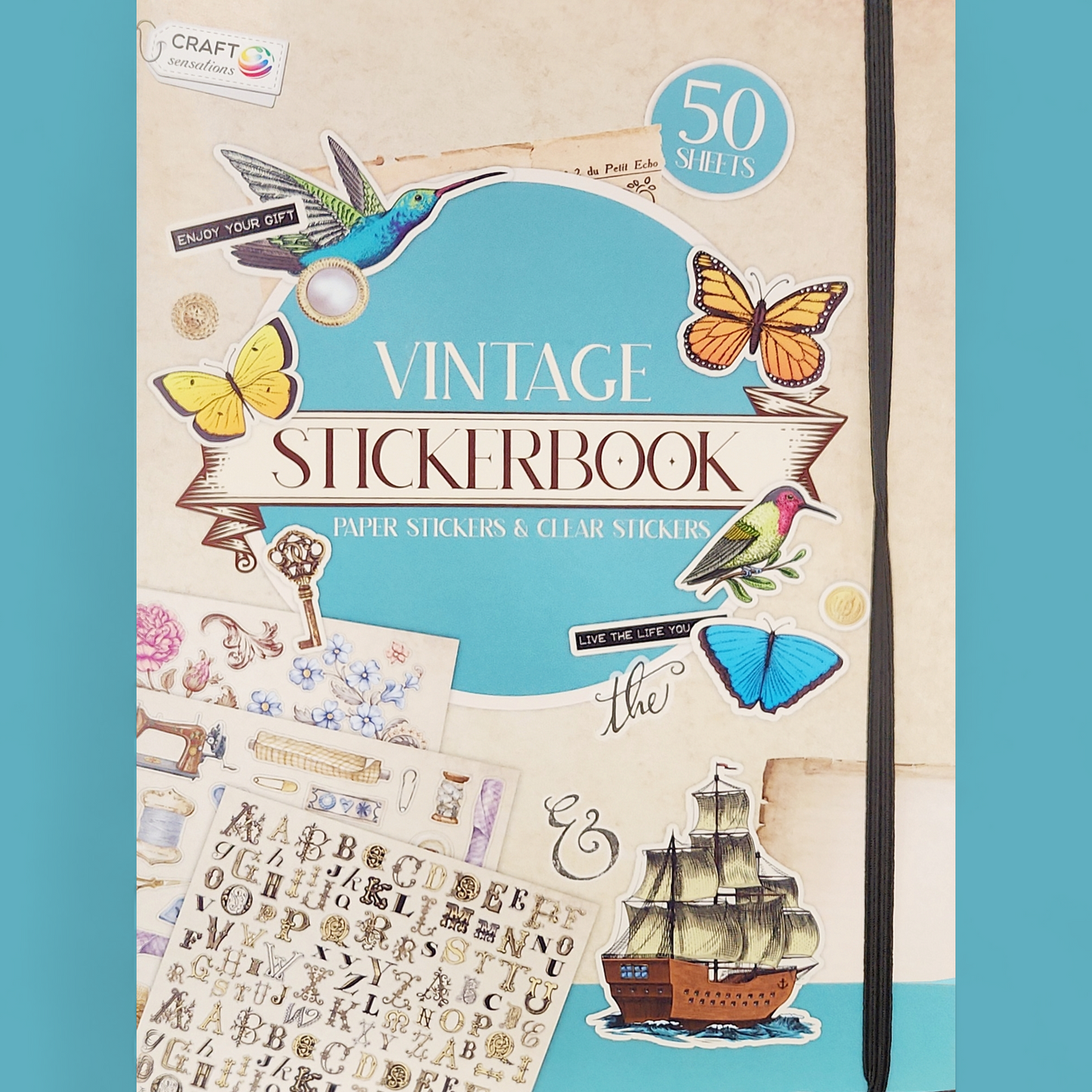 Vintage Stickerbuch (50 Seiten)