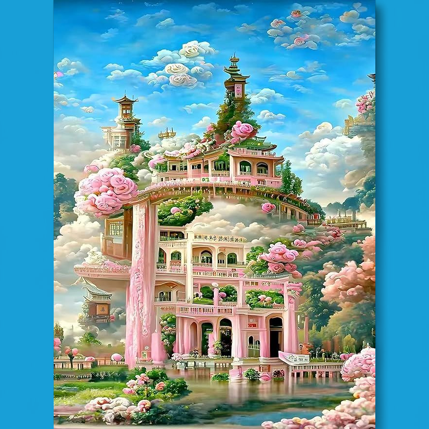 (9) Diamond-Painting Rosenpavillon (40x50cm, full, rund)