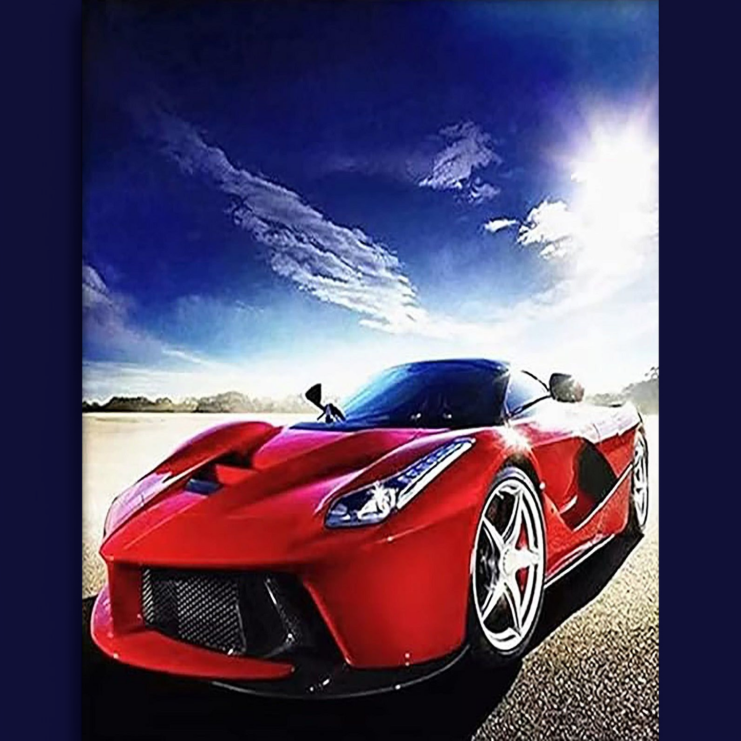 (4) Diamond-Painting Roter Flitzer unter blauem Himmel (40x50cm, full, rund)