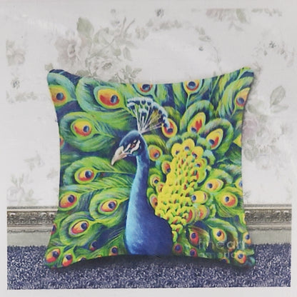 (4) Diamond-Painting Deko-Kissenbezug Pfau (40×40cm) full