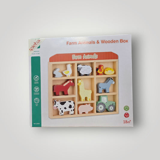 Lelin / Spielba - Farm Animals & Wooden Box