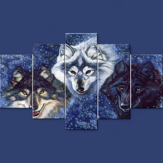 (1) Diamond-Painting Wölfe 5 Rahmen (150×90cm) full
