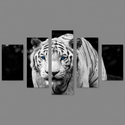 (6) Diamond-Painting Weisser Tiger 5 Rahmen (150×90cm) full