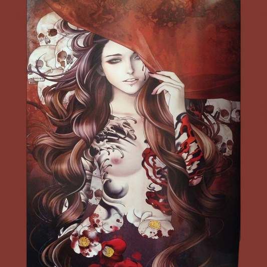 (7) Diamond-Painting Frau mit Totenköpfen (50×40cm) full