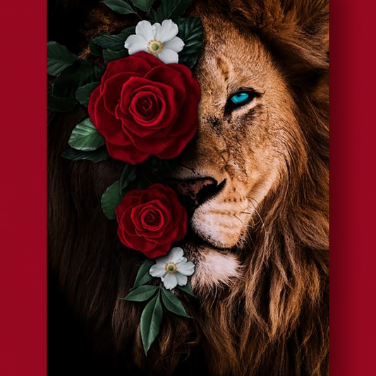 (10) Diamond-Painting Löwe und Rosen (50x40cm) full