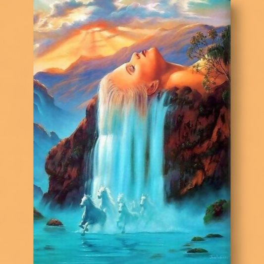 (12) Diamond-Painting Spezieller Wasserfall (50×40cm) full