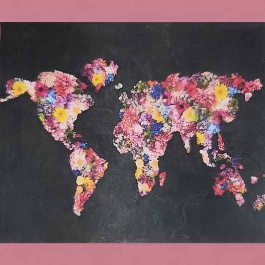 (15) Diamond-Painting Blumige Weltkarte (40×50cm) full