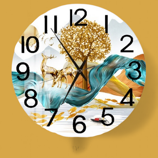 (1) Diamond-Painting-Uhr Hirsche (30×30cm) full