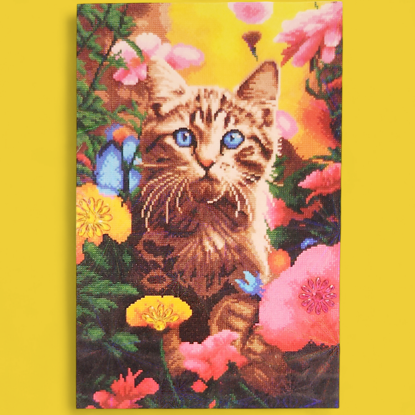 (54) Diamond-Painting Katze in Blumen (40×60cm) full