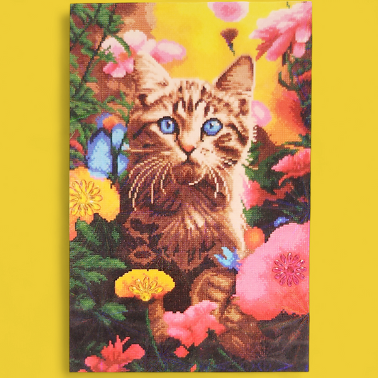 (54) Diamond-Painting Katze in Blumen (40×60cm) full