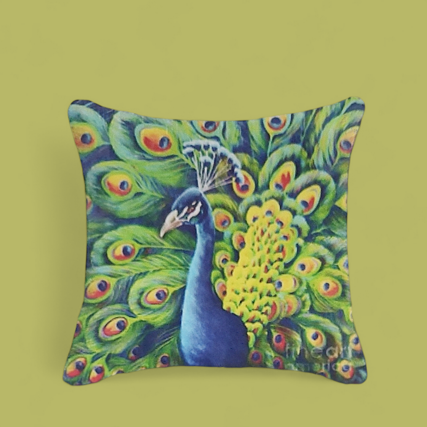 (4) Diamond-Painting Deko-Kissenbezug Pfau (40×40cm) full