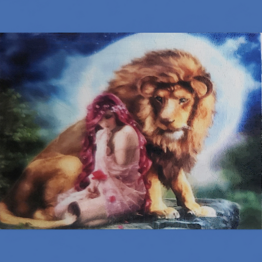 (37) Diamond-Painting Löwe mit schönem Mädchen (30×40cm) full