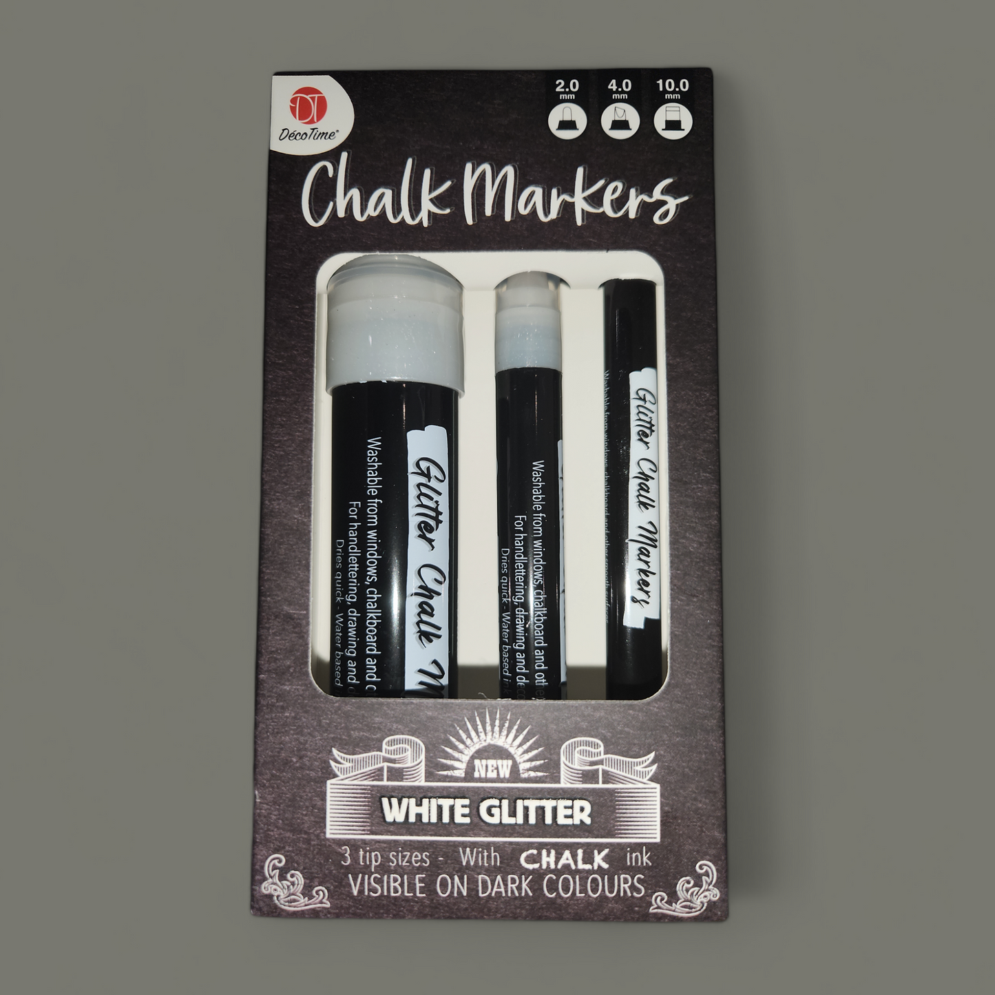 3x Kreidemarker White Glitter