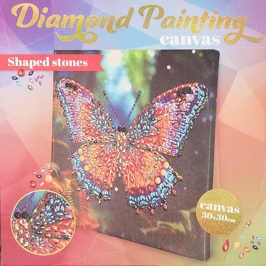 (10) Diamond-Painting mit Rahmen Schmetterling (30×30cm) teilweise