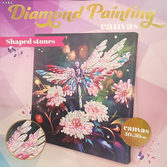 (11) Diamond-Painting mit Rahmen Libelle (30x30cm) teilweise