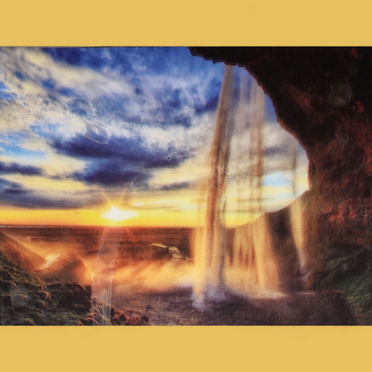 (3) Diamond-Painting Wasserfall an Meeresufer im Sonnenuntergang (50x40cm) full