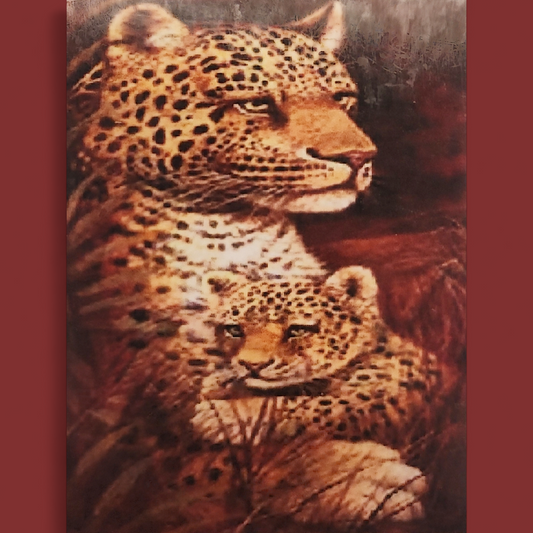 (13) Diamond-Painting Raubkatze mit Jungem (20×30cm) full