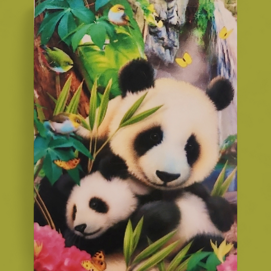 (14) Diamond-Painting Panda mit Jungem (20×30cm) full