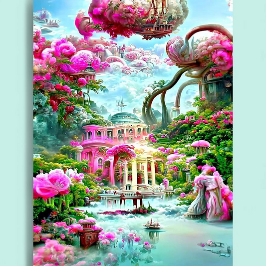 (114) Diamond-Painting Pavillon im Rosengarten (40x50cm) full